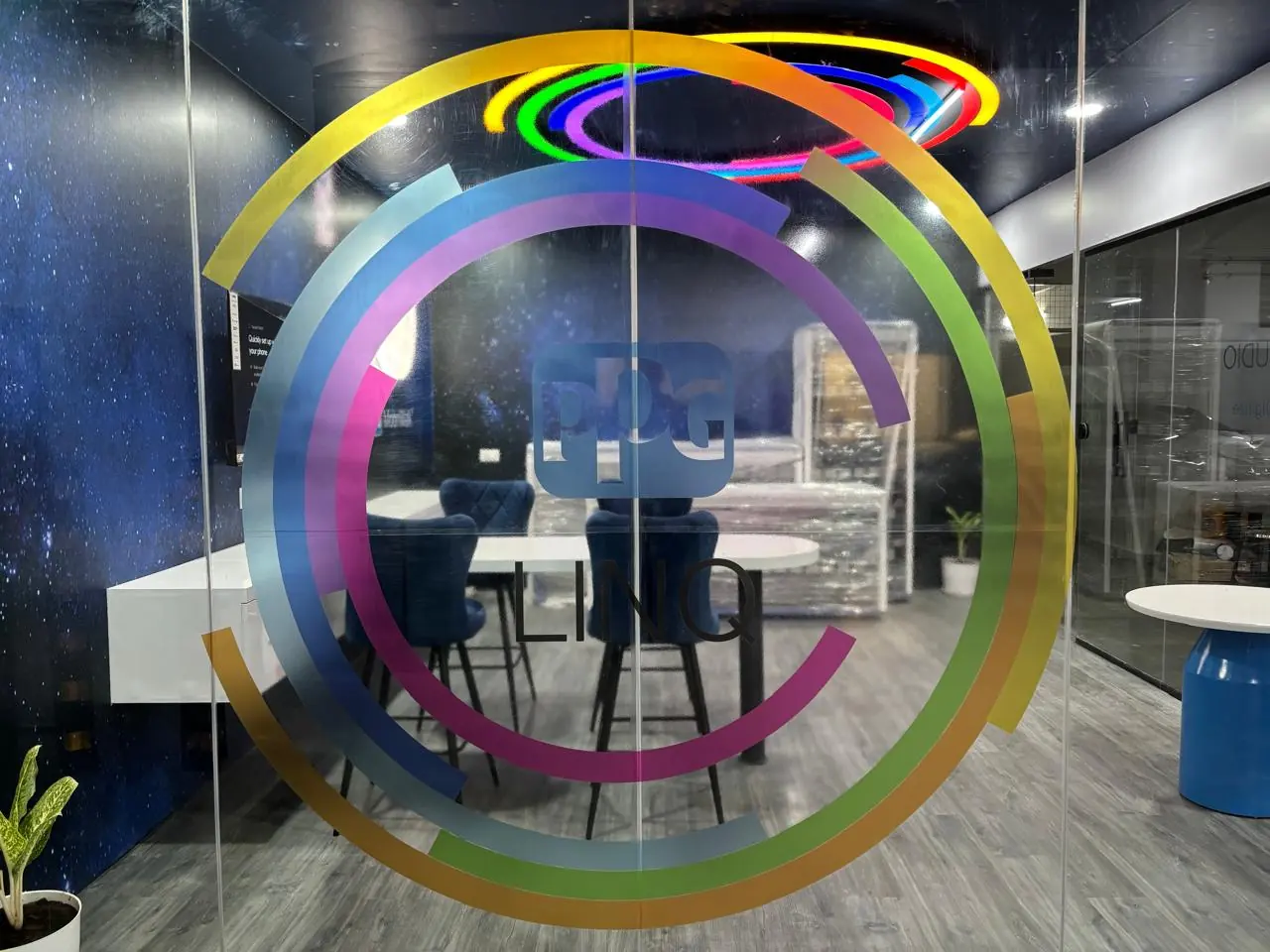 PPG LINQ Bangalore studio entrance with glass branding