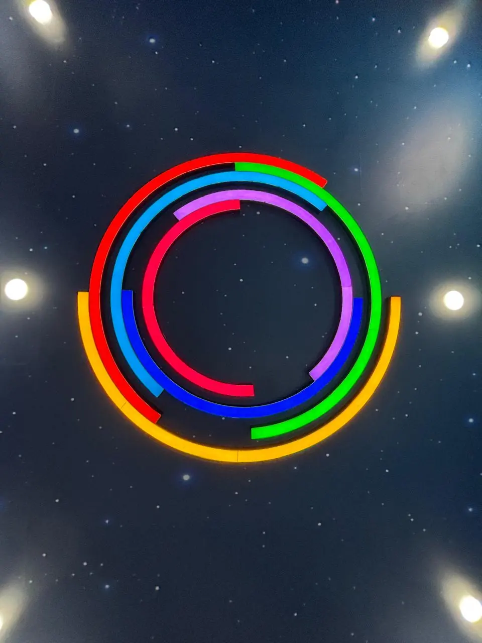 Circular multi-colour feature light designed for PPG LINQ Bangalore